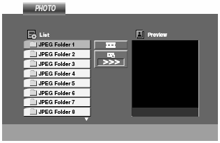 JPEG-LEVYT JPEG-LEVYJEN KATSELEMINEN Tällä soittimella voidaan toistaa Kodak-kuvalevyjä sekä levyjä, joilla on jpeg-tiedostoja. 1 Aseta levy soittimeen, jolloin kuvaruutuun tulee PHOTO-valikko.