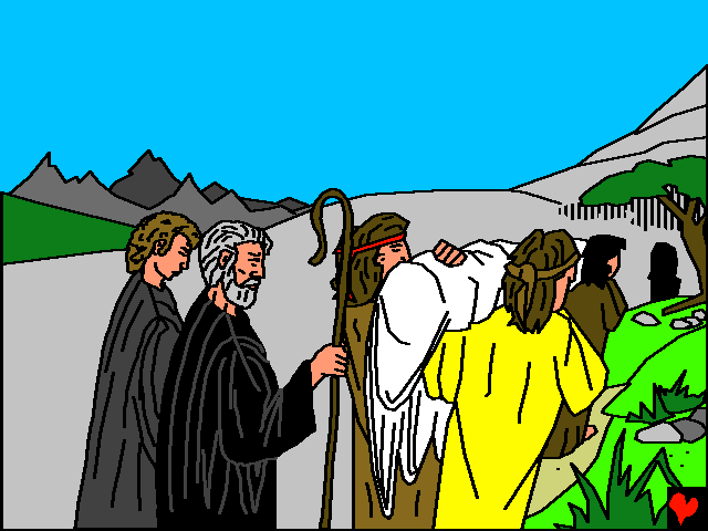 Abraham ja Iisak palasivat kotiin.