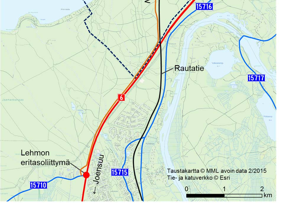5 2.2 Liikennemäärät Kuva 1. Kontioniemen osayleiskaava-alueen sijainti ja liikenneverkko.