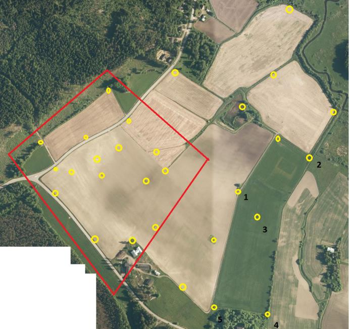 Open agricultural test site in Hovi Vihti 2016 Insitu measurements Targeted ground control points for geometric testing Vegetation height, biomass and N content (parcels 1, 4) Yield maps for parcels