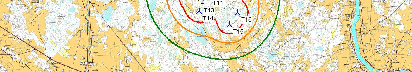 Project: Merkkikallio DECIBEL - Map 8,0 m/s Calculation: SWT3.3-130 x 22 x HH155 + Torkkola V126 x 16 x HH137 WindPRO version 2.9.269 Nov 2013 Printed/Page 19.10.