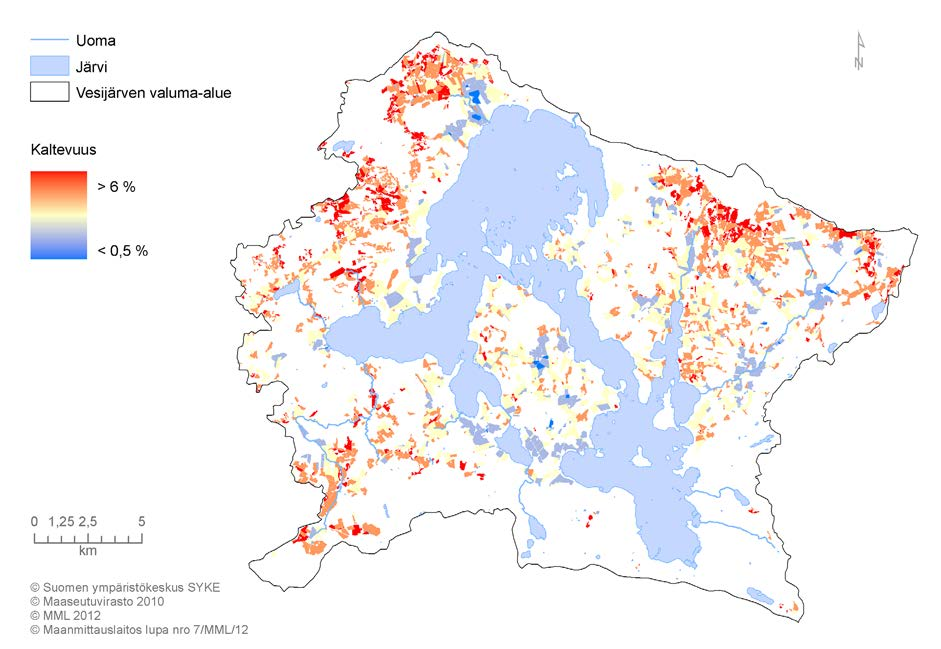 Kuva 3.89. Vesijärven savipeltojen osuus koko peltoalasta. Kuva 3.90.