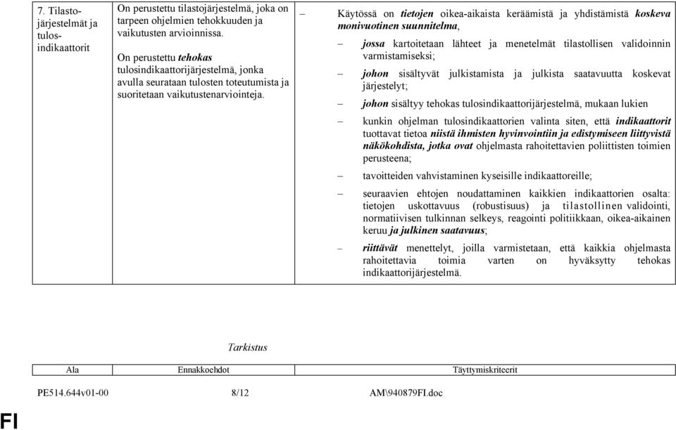 Käytössä on tietojen oikea-aikaista keräämistä ja yhdistämistä koskeva monivuotinen suunnitelma, jossa kartoitetaan lähteet ja menetelmät tilastollisen validoinnin varmistamiseksi; johon sisältyvät