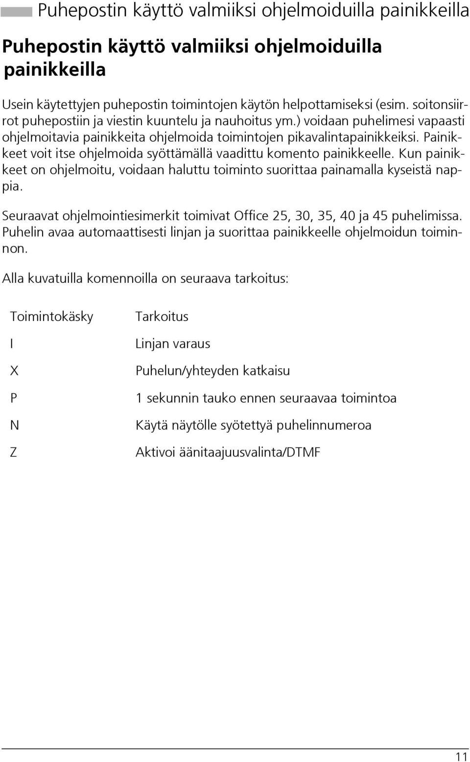 Painikkeet voit itse ohjelmoida syöttämällä vaadittu komento painikkeelle. Kun painikkeet on ohjelmoitu, voidaan haluttu toiminto suorittaa painamalla kyseistä nappia.