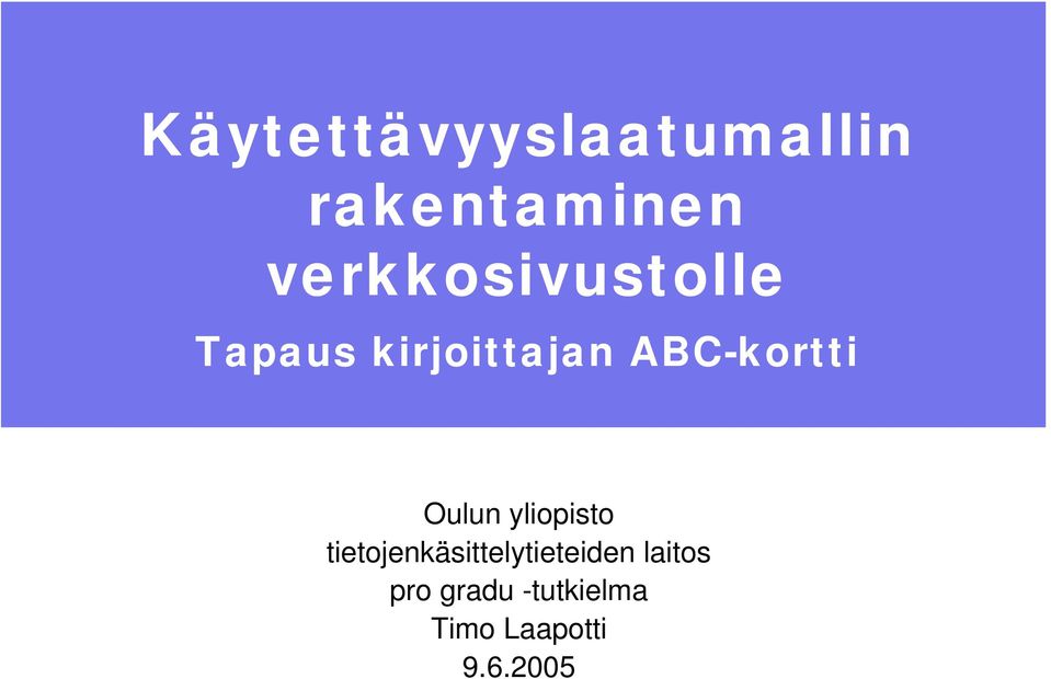 ABC-kortti Oulun yliopisto