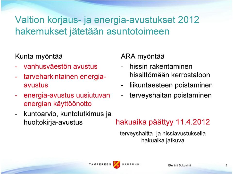 huoltokirja avustus ARA myöntää hissin rakentaminen hissittömään kerrostaloon liikuntaesteen poistaminen