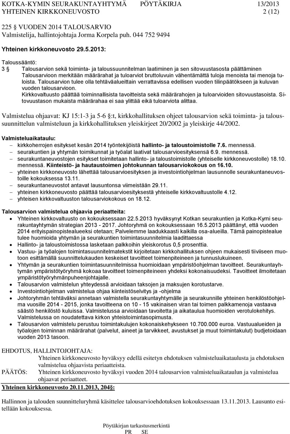 9494 Yhteinen kirkkoneuvosto 29.5.