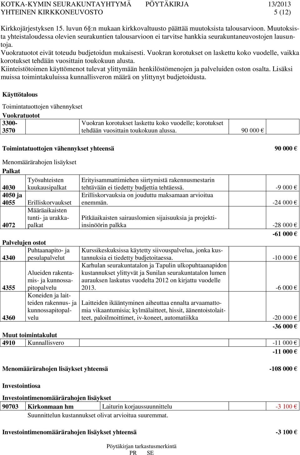 Vuokran korotukset on laskettu koko vuodelle, vaikka korotukset tehdään vuosittain toukokuun alusta. Kiinteistötoimen käyttömenot tulevat ylittymään henkilöstömenojen ja palveluiden oston osalta.