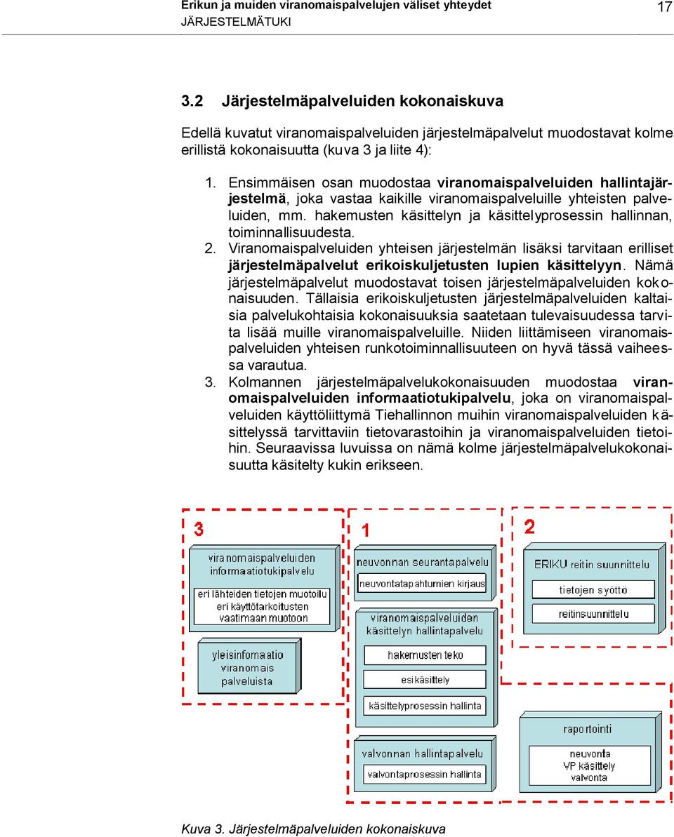 Ensimmäisen osan muodostaa viranomaispalveluiden hallintajärjestelmä, joka vastaa kaikille viranomaispalveluille yhteisten palveluiden, mm.