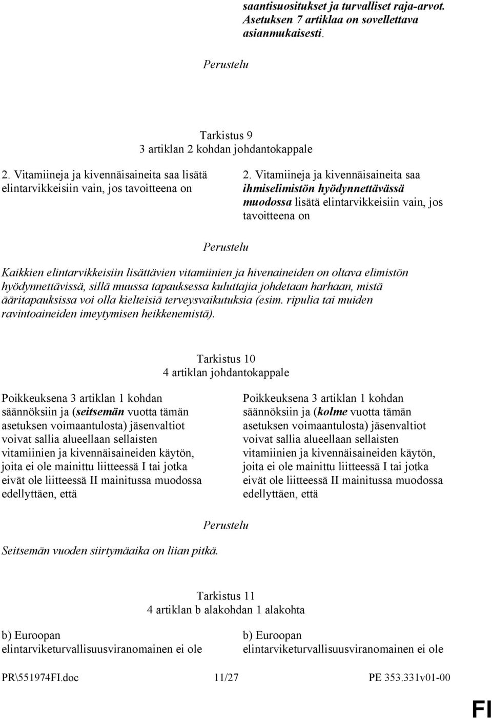 Vitamiineja ja kivennäisaineita saa ihmiselimistön hyödynnettävässä muodossa lisätä elintarvikkeisiin vain, jos tavoitteena on Kaikkien elintarvikkeisiin lisättävien vitamiinien ja hivenaineiden on