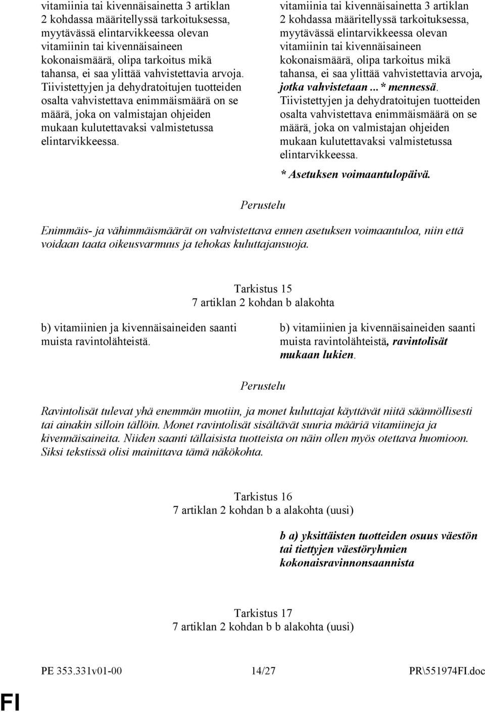 Tiivistettyjen ja dehydratoitujen tuotteiden osalta vahvistettava enimmäismäärä on se määrä, joka on valmistajan ohjeiden mukaan kulutettavaksi valmistetussa elintarvikkeessa.