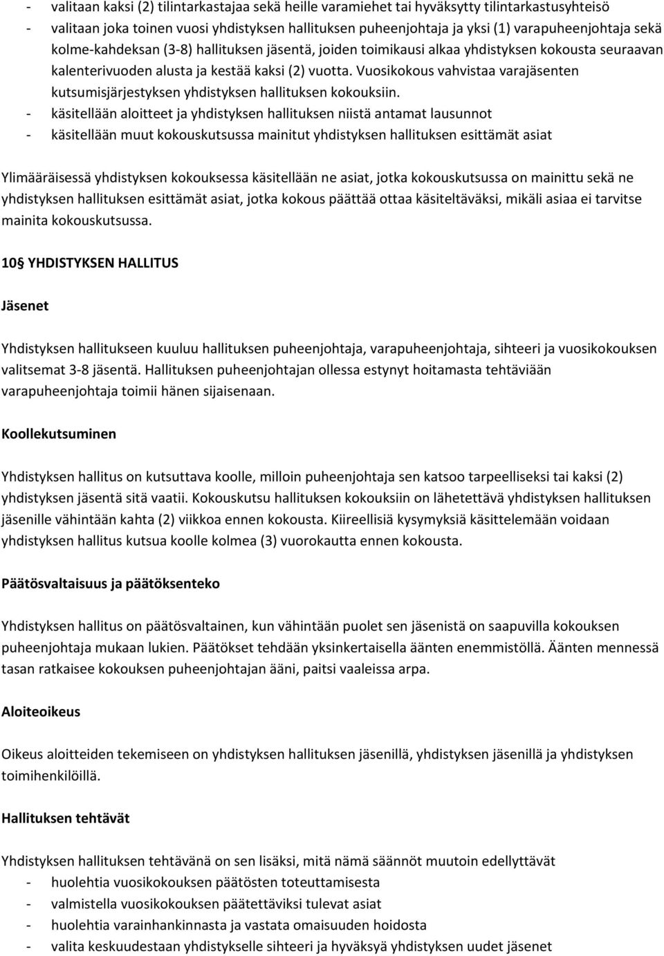 Vuosikokous vahvistaa varajäsenten kutsumisjärjestyksen yhdistyksen hallituksen kokouksiin.