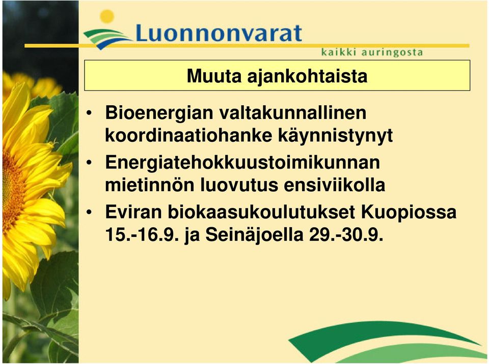 Energiatehokkuustoimikunnan mietinnön luovutus