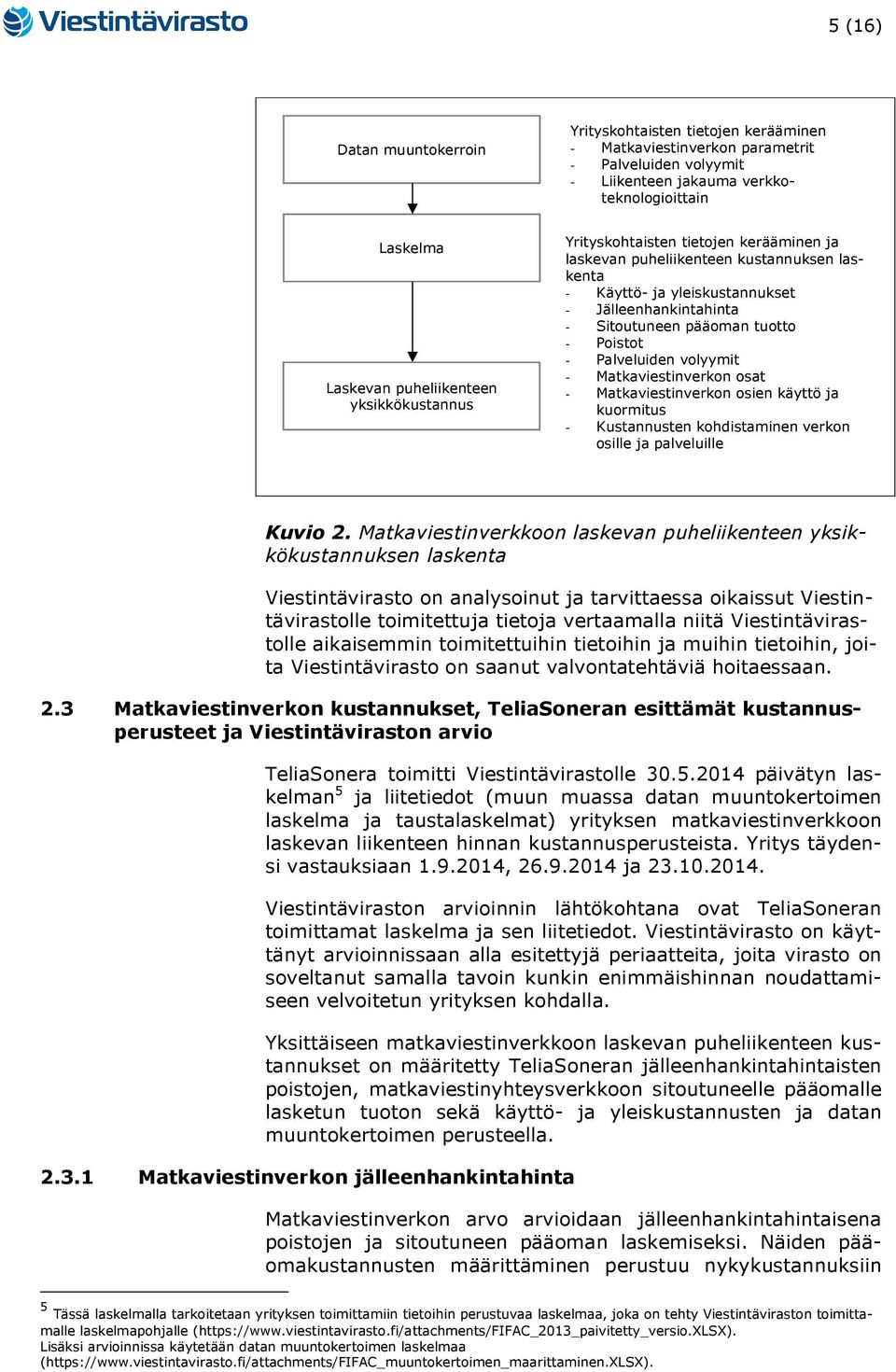 Palveluiden volyymit - Matkaviestinverkon osat - Matkaviestinverkon osien käyttö ja kuormitus - Kustannusten kohdistaminen verkon osille ja palveluille Kuvio 2.