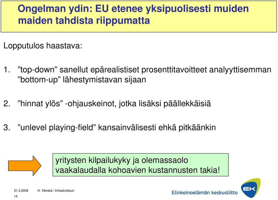 sijaan 2. hinnat ylös -ohjauskeinot, jotka lisäksi päällekkäisiä 3.