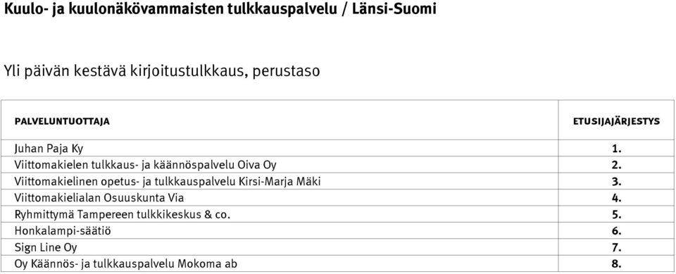 Viittomakielinen opetus- ja tulkkauspalvelu Kirsi-Marja Mäki 3.