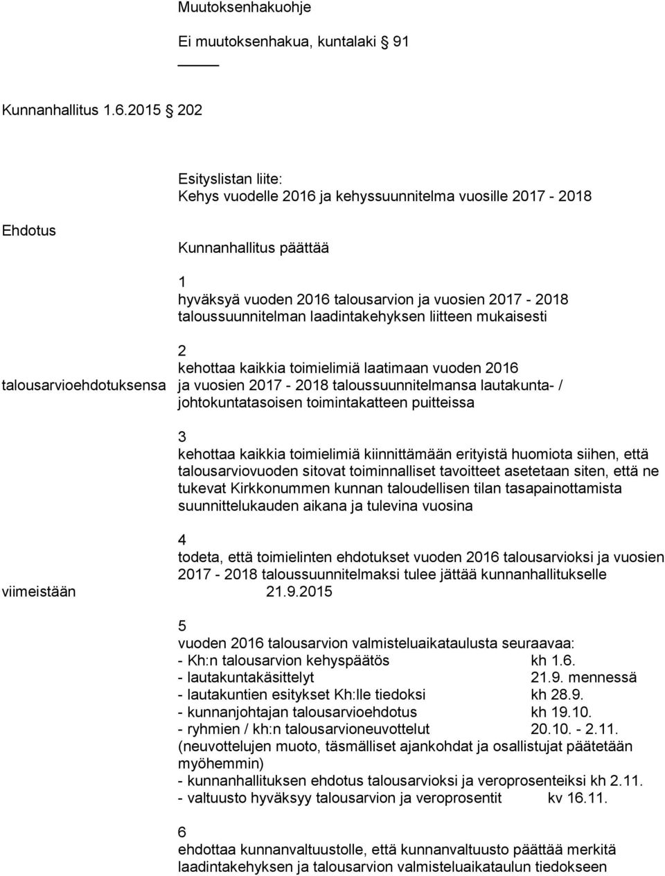 liitteen mukaisesti kehottaa kaikkia toimielimiä laatimaan vuoden 06 talousarvioehdotuksensa ja vuosien 07-08 taloussuunnitelmansa lautakunta- / johtokuntatasoisen toimintakatteen puitteissa 3