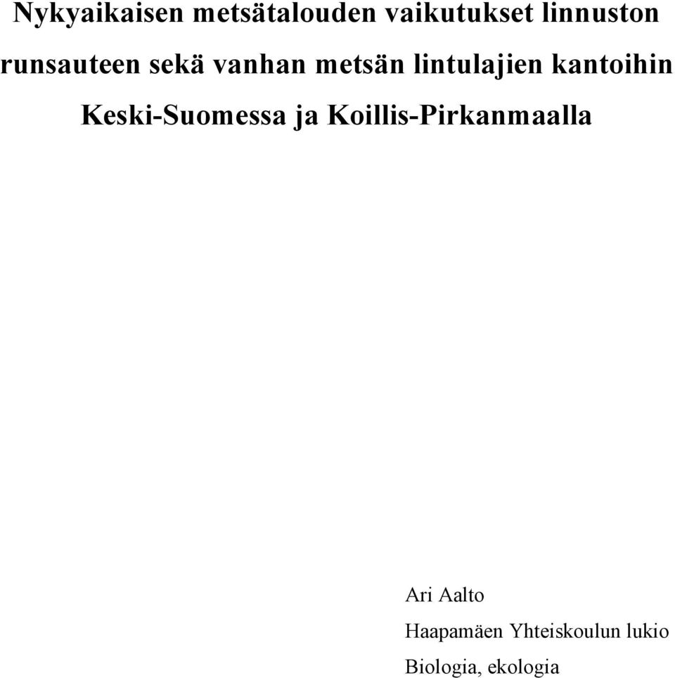 kantoihin Keski-Suomessa ja Koillis-Pirkanmaalla
