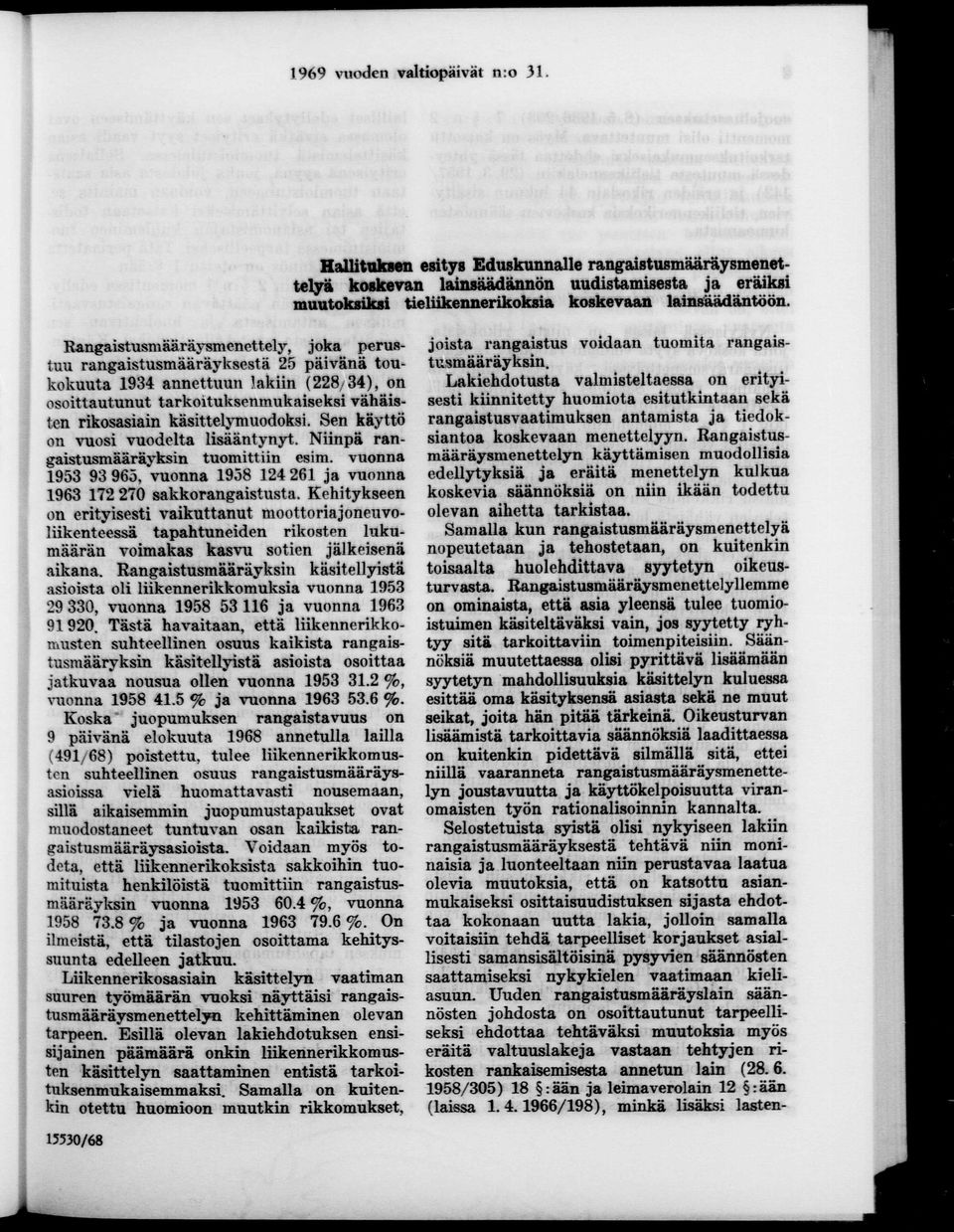 käsittelymuodoksi. Sen käyttö on vuosi vuodelta lisääntynyt. Niinpä ran gaistusmääräyksin tuomittiin esim. vuonna 1953 93 965, vuonna 1958 124 261 ja vuonna 1963 172 270 sakkorangaistusta.