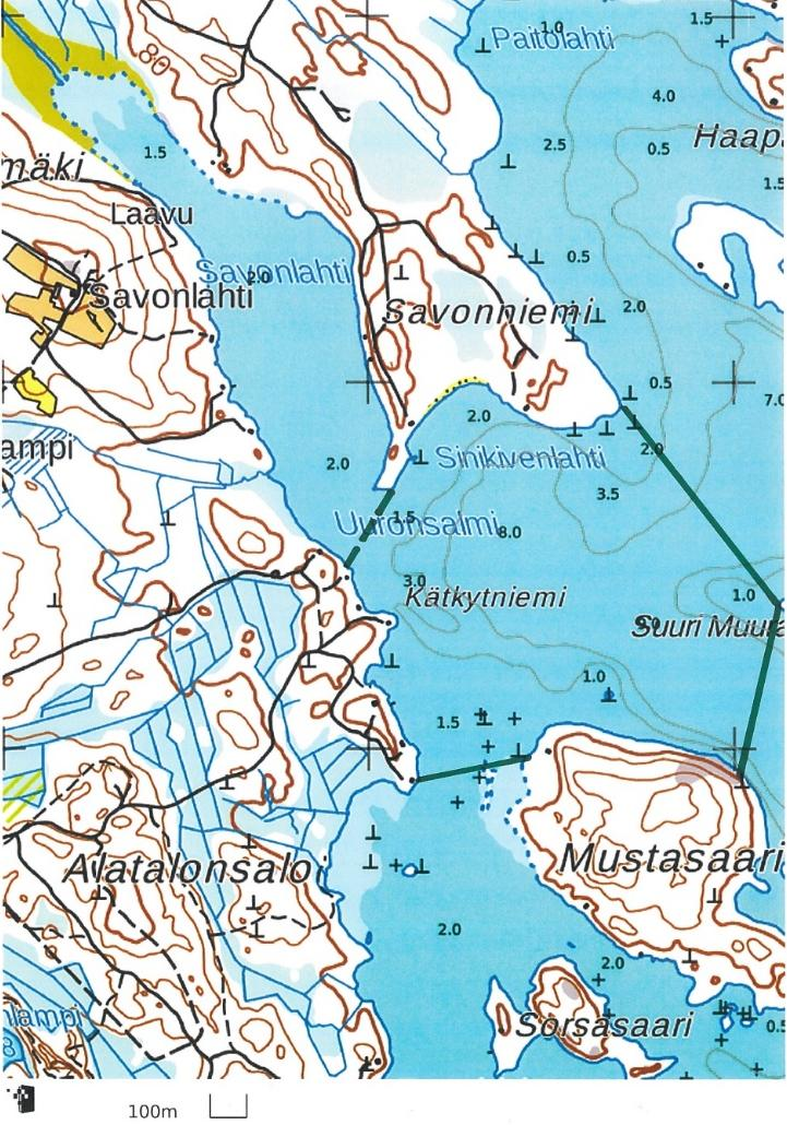 5 2 TUTKIMUSALUE Kuva 1. Savonlahden ja sen edustan kalastorakenteen tutkimusalue 17.08.-16.09.2016.