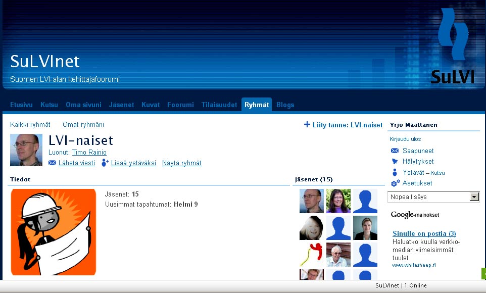 Kirjautumisen yhteydessä avautuu sivu profiilitietojesi ilmoittamiseen. SuLVInetin sivustoilla käytetään valokuvaa tai vaikka piirustusta sekä henkilöiden, että ryhmien tunnuksina.
