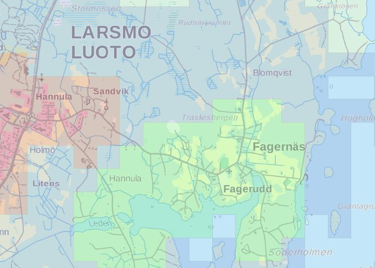 1-8 Kuva 3. Ote yhdyskuntarakenteesta (YKR). Vihreä väri osoittaa kyläalueita. SYKE/YKR Palvelut Kaava-alueella ei ole palveluita.
