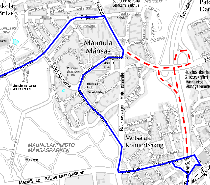 Maunulan, Pakilan, Paloheinän ja Veräjälaakson yhteydet Suurin muutos on linjan 62 lakkauttaminen vähäiset matkustajamäärät korvaava palvelu linjan 51 reittimuutoksella Linjat 65A ja 66A katkaistaan