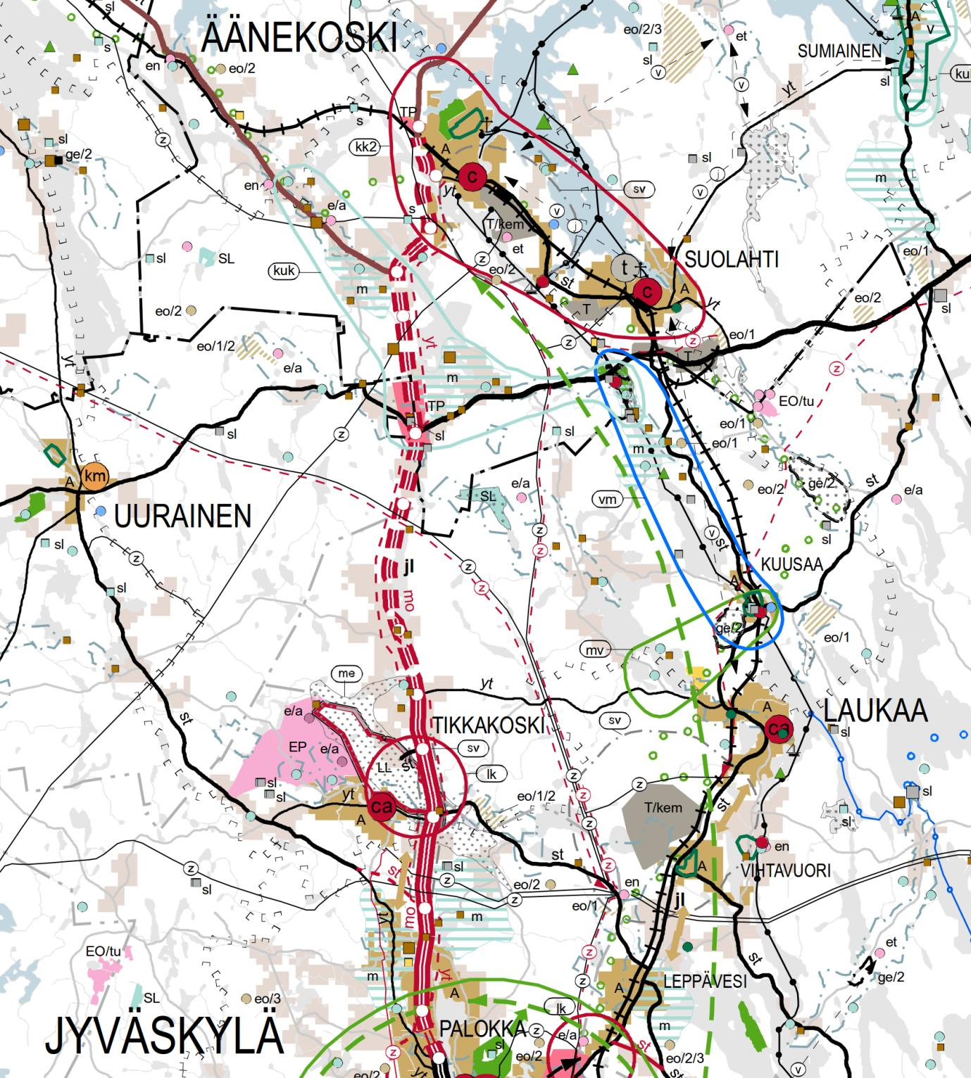 8 Kuva 3. Ote Keski-Suomen maakuntakaavojen yhdistelmästä (ns. kansanpainos).
