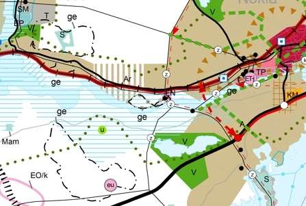 122 1.40 Pöllönvuori Pöllönvuoren Natura-alue Kuva 39. Ote Maakuntakaavaluonnoksesta Pöllövuoren ympäristössä.