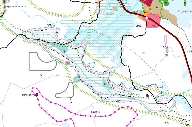 150 1.50 Vatulanharju-Ulvaanharju Vatulanharju- Ulvaanharjun Natura-alue Kuva 49. Ote Maakuntakaavaluonnoksesta Vatulanharjun-Ulvaanharjun ympäristöstä.