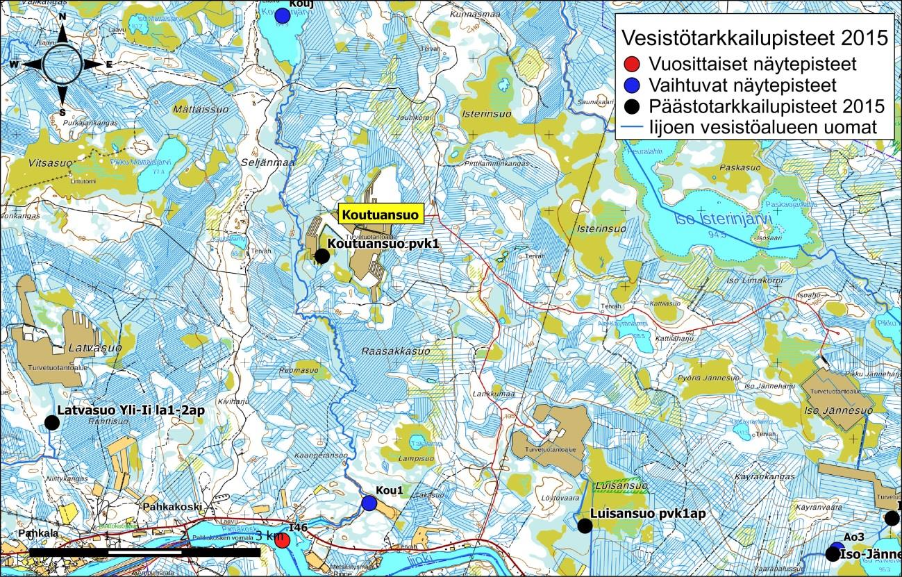 Iijoen ja Siuruanjoen turvetuotantoalueiden käyttö-, päästö- ja vaikutustarkkailuraportti vuodelta 21 98 Kuva 6-36.