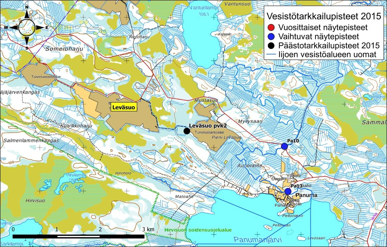 Iijoen ja Siuruanjoen turvetuotantoalueiden käyttö-, päästö- ja vaikutustarkkailuraportti vuodelta 21 1 Kuva 6-38.