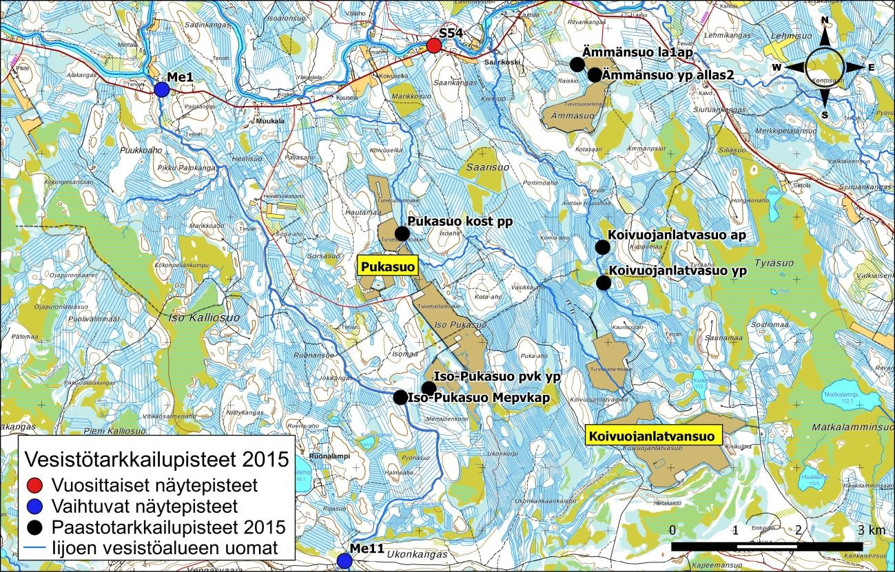 Iijoen ja Siuruanjoen turvetuotantoalueiden käyttö-, päästö- ja vaikutustarkkailuraportti vuodelta 21 6 Kuva 6-1.