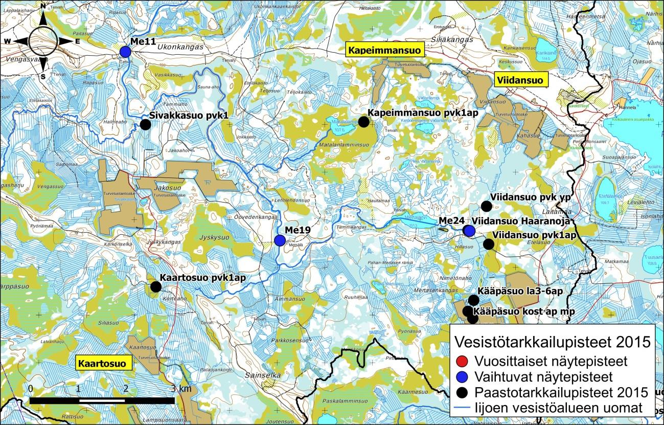 Iijoen ja Siuruanjoen turvetuotantoalueiden käyttö-, päästö- ja vaikutustarkkailuraportti vuodelta 21 62 Kuva 6-3.