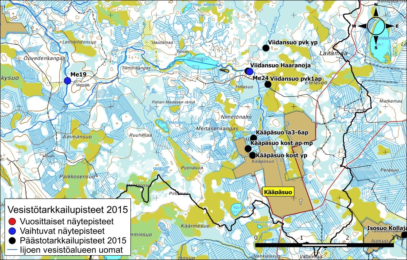 Iijoen ja Siuruanjoen turvetuotantoalueiden käyttö-, päästö- ja vaikutustarkkailuraportti vuodelta 21 63 Kuva 6-4.