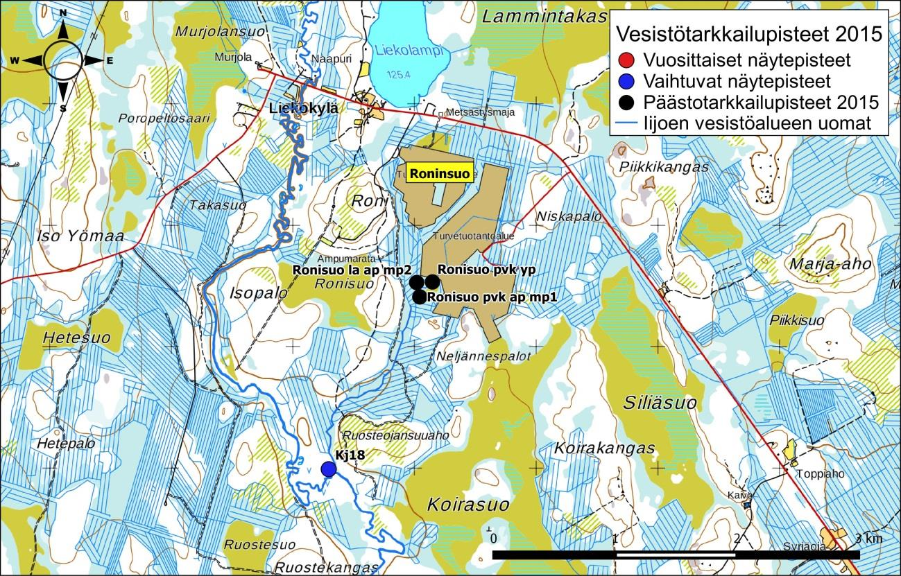 Iijoen ja Siuruanjoen turvetuotantoalueiden käyttö-, päästö- ja vaikutustarkkailuraportti vuodelta 21 67 Kuva 6-8.