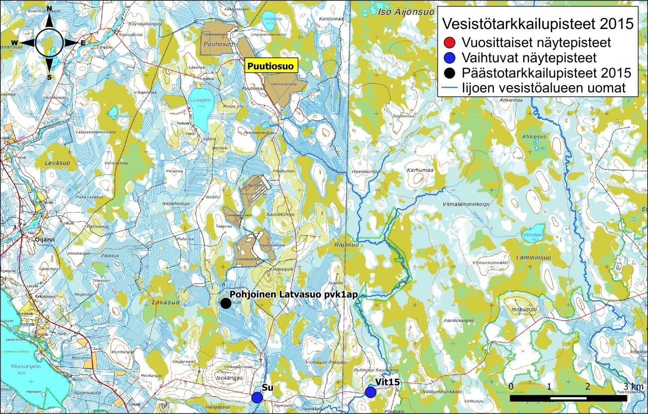 Iijoen ja Siuruanjoen turvetuotantoalueiden käyttö-, päästö- ja vaikutustarkkailuraportti vuodelta 21 7 Kuva 6-11.