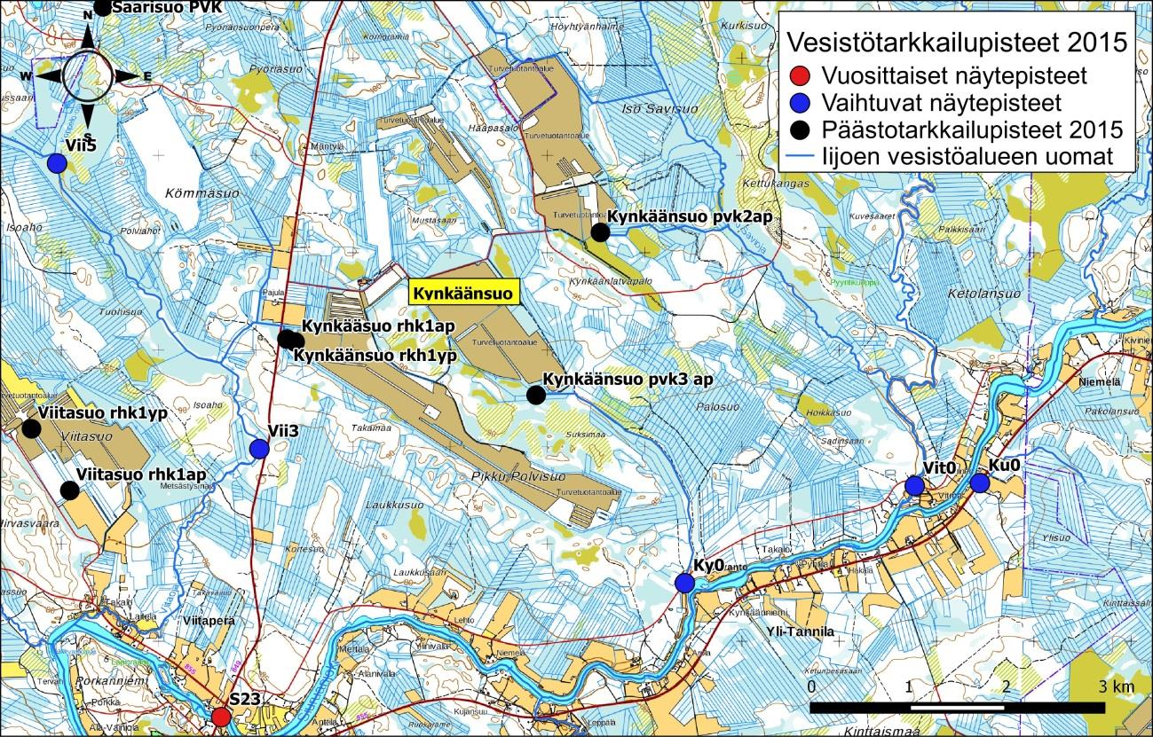 Iijoen ja Siuruanjoen turvetuotantoalueiden käyttö-, päästö- ja vaikutustarkkailuraportti vuodelta 21 74 Kuva 6-1.