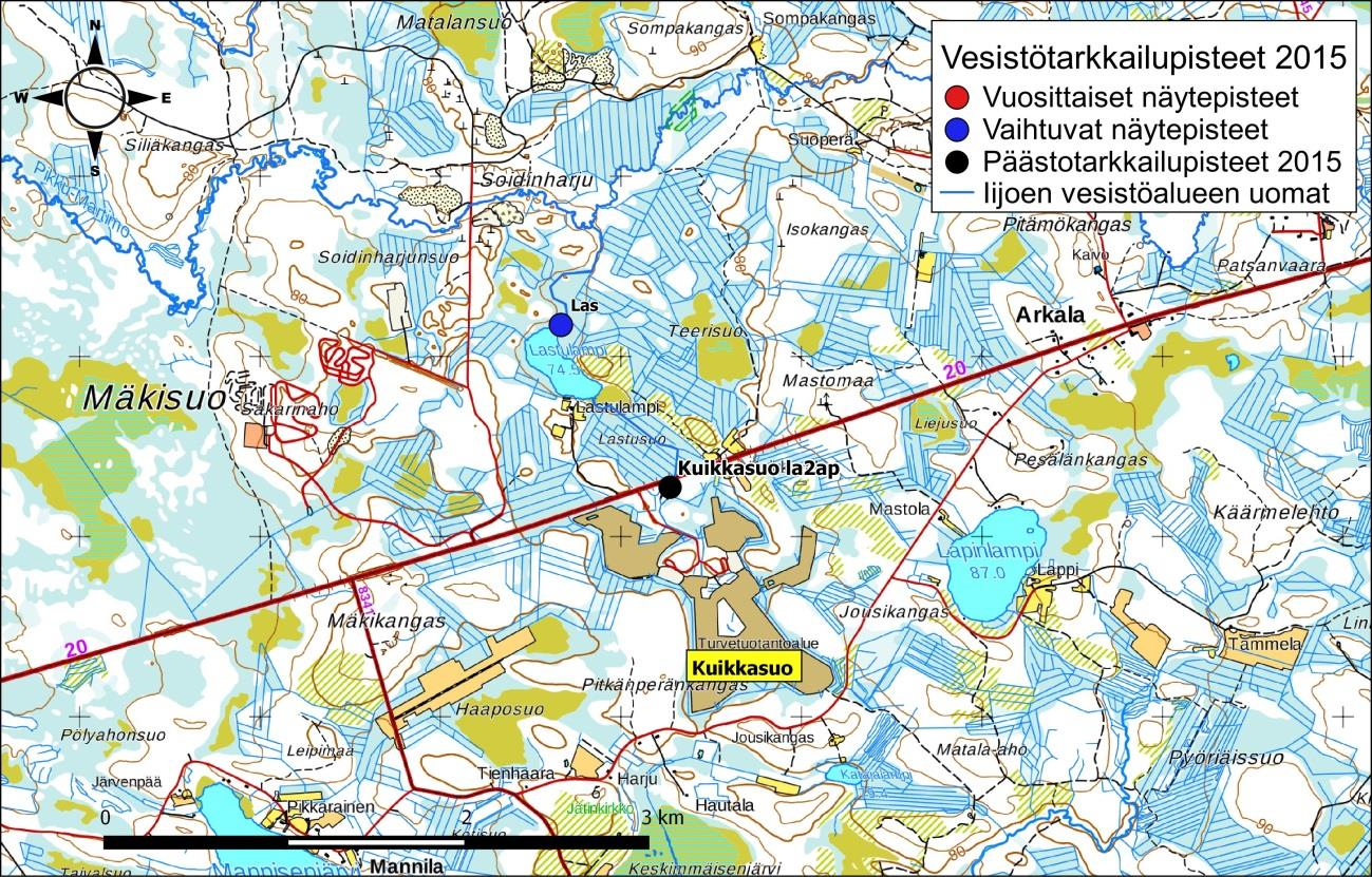 Iijoen ja Siuruanjoen turvetuotantoalueiden käyttö-, päästö- ja vaikutustarkkailuraportti vuodelta 21 89 Kuva 6-27.