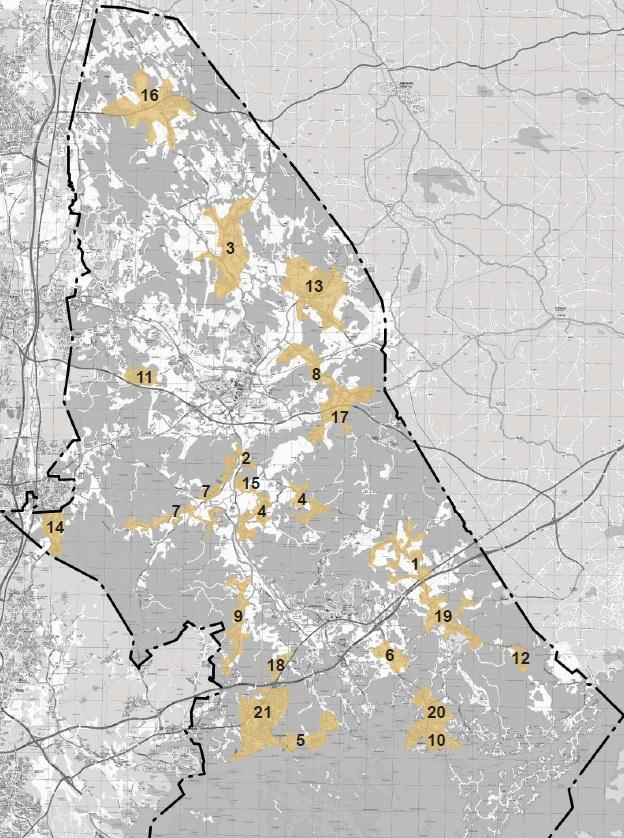 Sipoon yleiskaavan mukaiset kyläalueet Byområden i Generalplan för Sibbo 2025 Sipoon yleiskaava 2025 mukaiset kylä-alueet, jotka on merkitty yleiskaavaan merkinnällä kyläalue (AT) Byområden som