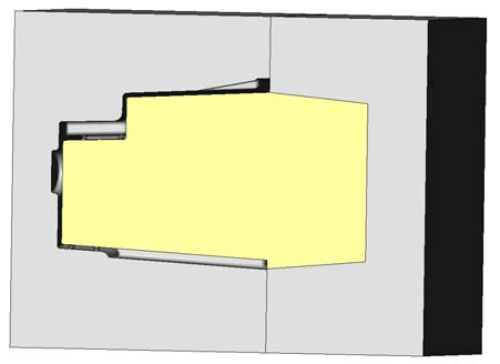 Kuva 2: Kotelomainen kappale kaavattuna siten, että korkeahko keerna on pystyasennossa.