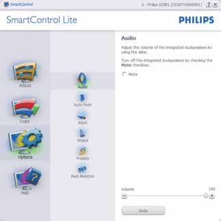 Aktivoi Task Tray -ikoni on aktivoitu (PÄÄLLÄ) oletusasetuksena. Aktivoi sisältö -valikossa näkyy SmartControl Lite in task tray -valikko.