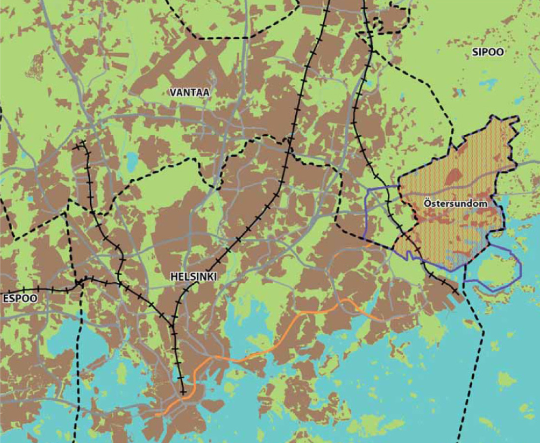 2. Alue Sipoosta ja Vantaasta liitettiin Helsinkiin vuoden 2009 alussa noin 26 km 2 :n suuruinen maa-alue.
