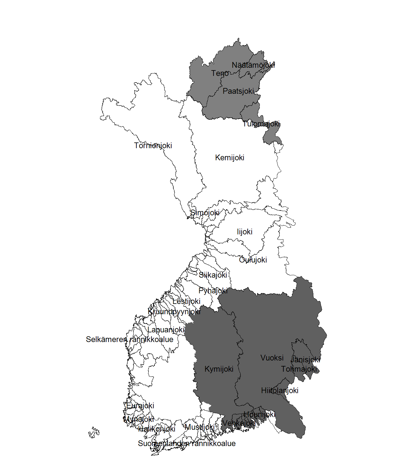 BKD Valvonta-alue Kymijoen vesistöalue, lukuun ottamatta Vesijärvenn valumaaluetta, Juustilanjoen, Hounijoen, Tervajoen, Vilajoen, Urpalanjoen, Vaalimaanjoen, Virojoen,