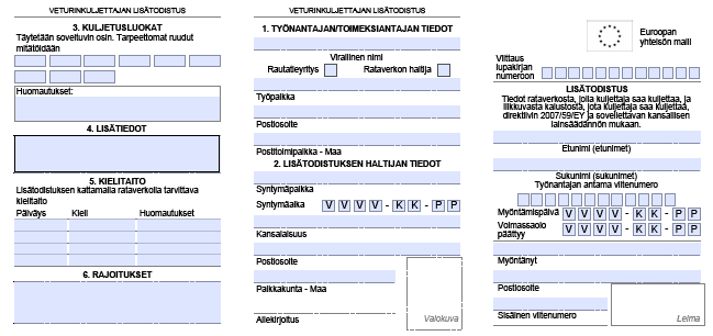 Lisätodistus Liikkuvan kaluston kuljettajalla tulee olla toiminnanharjoittajan antama lisätodistus AktiiviPDF: http://www.trafi.