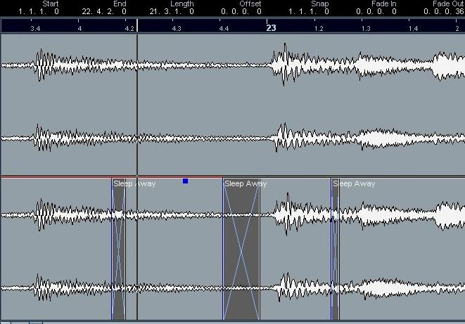 26 5.2 Crossfade Crossfadea eli ristihäivytystä käytetään nimenomaan leikkauskohdissa, kun kaksi audiopätkää on päällekkäin.
