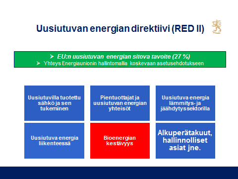 RED II / Bioenergian kestävyys Bioenergian kestävyyskriteerit ja niiden täyttymisen osoittaminen