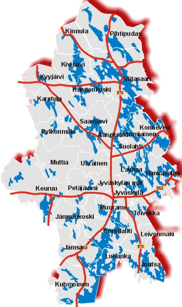 Keski-Suomen energiatase 2004 Puu 4278 GWh Vesivoima 170 GWh Tuontisähkö 5005 GWh Teollisuus 10941 GWh Turve 2211 GWh Hiili 44 GWh Jäteliemi 2266 GWh Rakennusten lämmitys 4556 GWh Öljy REF Muut YHT.