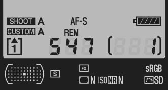 A AF-aluetila Tarkennustila näkyy kuvaustietojen näytössä, kun R-painiketta painetaan.