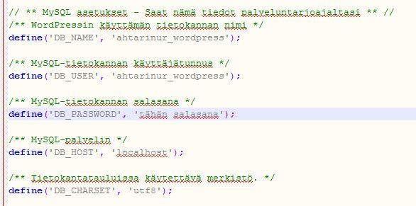 35(38) Tiedosto tallennetaan muutoksineen. Tämän jälkeen uudessa sivustossa avataan phpmyadmin-ohjelma, valitaan tietokanta ja välilehti tuonti (kuvio 23).